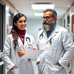 A female doctor named Ghidaa wearing a white lab coat with her name 'Ghidaa' printed prominently on the front