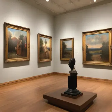 The gallery displayed a beautiful collection of American paintings and sculptures, showcasing the rich Americana of the 20th century.