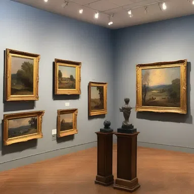 The gallery displayed a beautiful collection of American paintings and sculptures, showcasing the rich Americana of the 20th century.