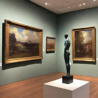 The gallery displayed a beautiful collection of American paintings and sculptures, showcasing the rich Americana of the 20th century.