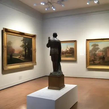 The gallery displayed a beautiful collection of American paintings and sculptures, showcasing the rich Americana of the 20th century.
