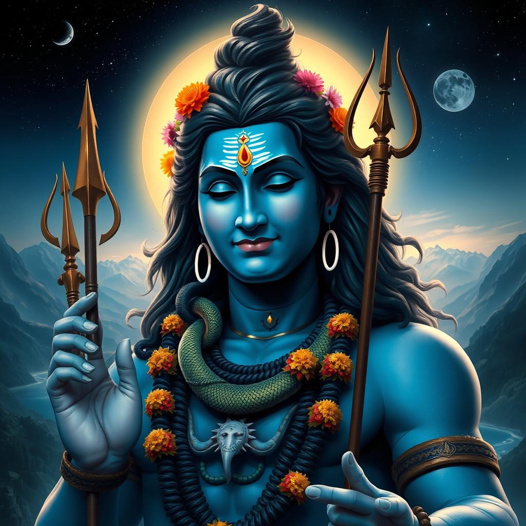 A highly realistic, large-sized depiction of Mahadev, the Hindu deity known as Lord Shiva