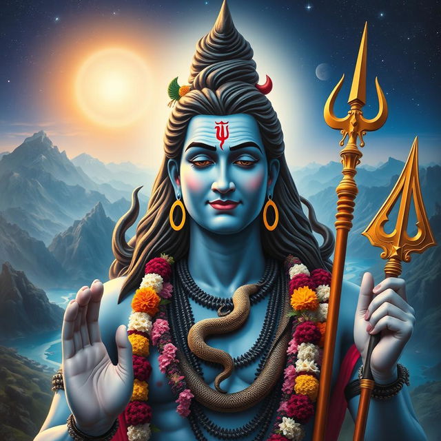 A highly realistic, large-sized depiction of Mahadev, the Hindu deity known as Lord Shiva