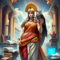 An artistic representation of Athena, the Greek goddess of wisdom and strategy, embodying the concepts of intellect, knowledge, and logical reasoning