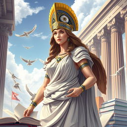 An artistic representation of Athena, the Greek goddess of wisdom and strategy, embodying the concepts of intellect, knowledge, and logical reasoning