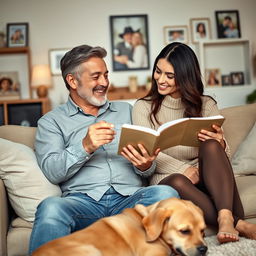 A warm and loving family scene featuring a father and mother