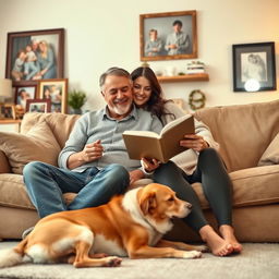 A warm and loving family scene featuring a father and mother