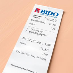 A detailed and realistic depiction of a BDO bank receipt issued by Ricky Azores Hidalgo