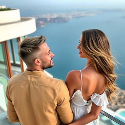 A harmonious blend of a man and a woman with distinct features merged into a single captivating image