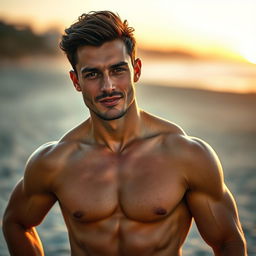 A handsome man with an athletic build, standing confidently in a full-body portrait