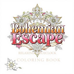 A beautiful and inviting book cover for 'Bohemian Escape: Relaxing Coloring Book'