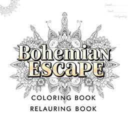 A beautiful and inviting book cover for 'Bohemian Escape: Relaxing Coloring Book'