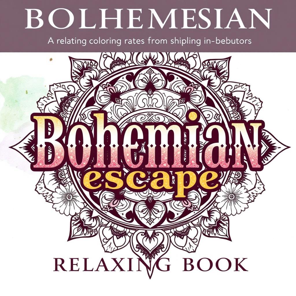 A beautiful and inviting book cover for 'Bohemian Escape: Relaxing Coloring Book'