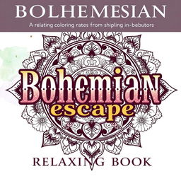 A beautiful and inviting book cover for 'Bohemian Escape: Relaxing Coloring Book'