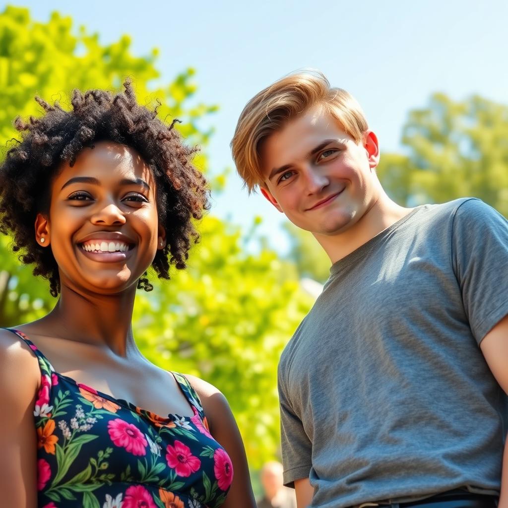 A candid portrait of two friends standing side by side