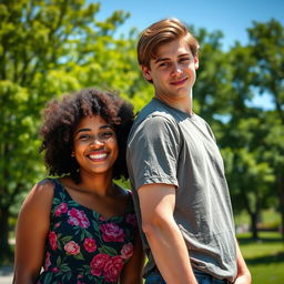A candid portrait of two friends standing side by side