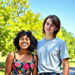 A candid portrait of two friends standing side by side