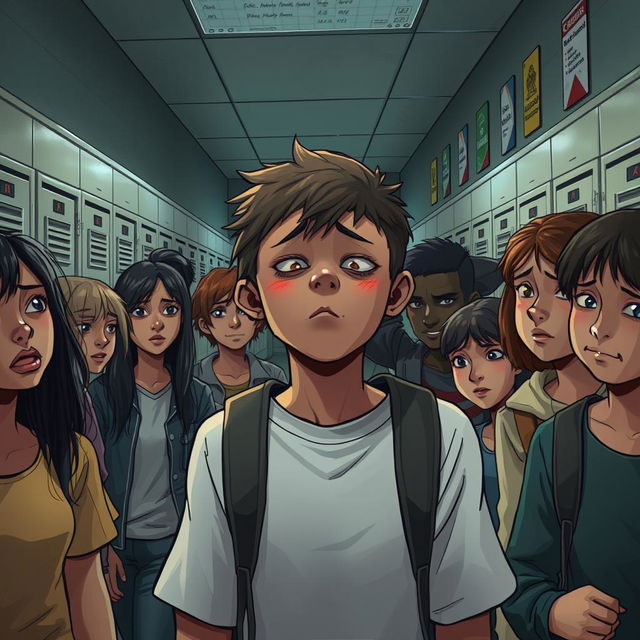A powerful illustration depicting the harsh reality of school bullying