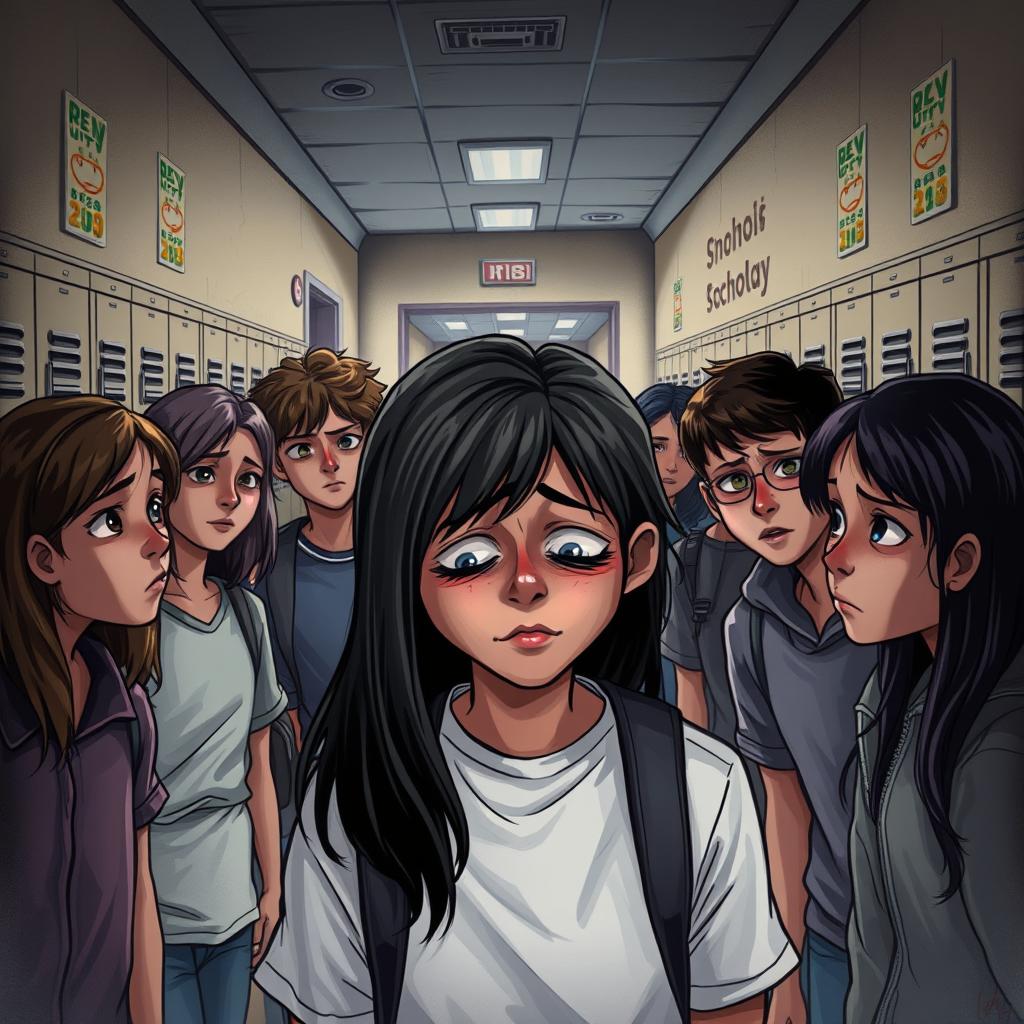 A powerful illustration depicting the harsh reality of school bullying