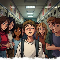A powerful illustration depicting the harsh reality of school bullying