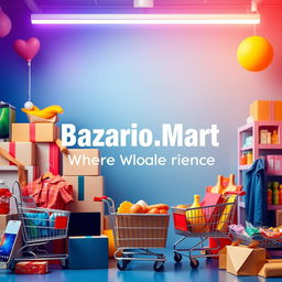 An eye-catching cover photo for an online wholesale store named 'Bazario
