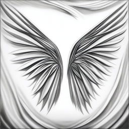 An abstract interpretation of wings in a black and white pencil drawing