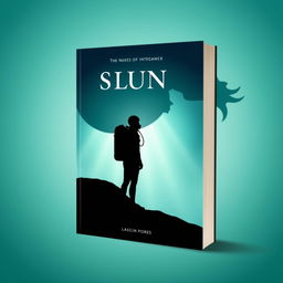 A minimalist book cover design featuring a lone diver in a wetsuit, standing confidently in front of the silhouette of a massive slug, depicting a surreal and captivating contrast