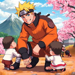 A powerful and determined Naruto Uzumaki, depicted as a caring father figure