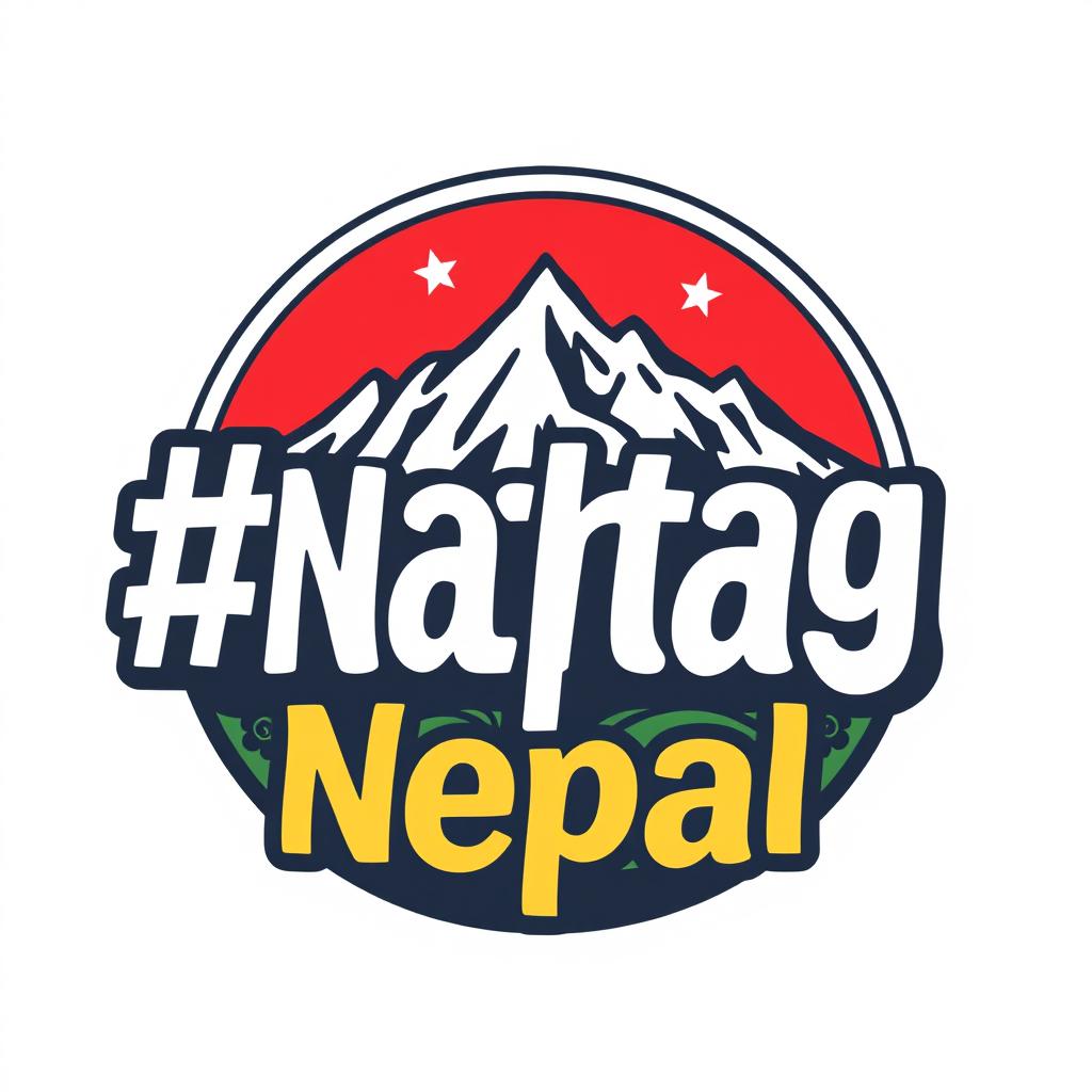 A modern and stylish logo featuring the phrase 'hashtag Nepal' in bold, creative typography