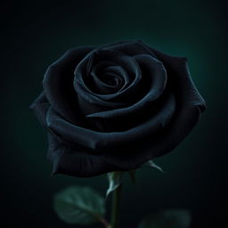 A stunning black rose, elegantly displayed in full bloom, showcasing its velvety petals that shimmer with a subtle sheen