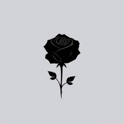 A simple yet haunting logo featuring a black rose with an elegant stem
