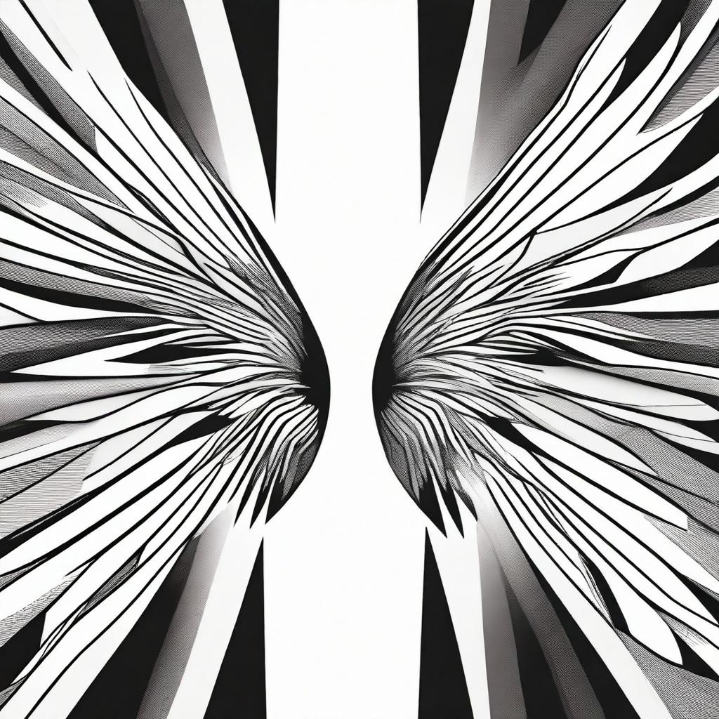 An abstract representation of wings, this time illustrated with a black and white sharpie