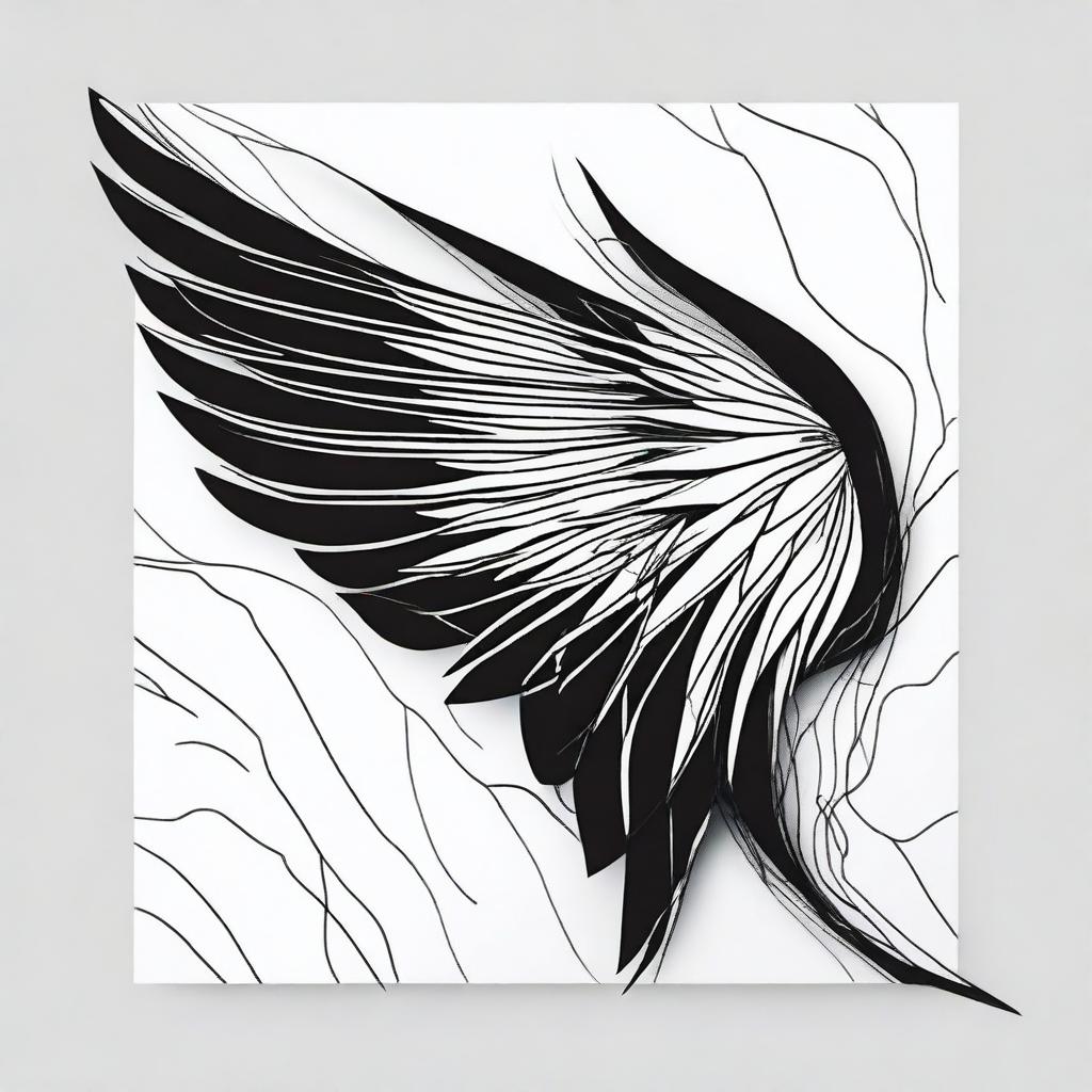 An abstract representation of wings, this time illustrated with a black and white sharpie