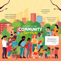 A vibrant and inspiring poster illustrating the role of community actions in the development of society