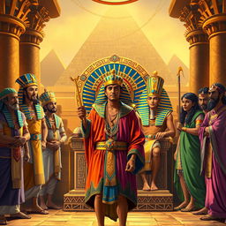 A dramatic interpretation of the story of Joseph, featuring a richly decorated ancient Egyptian setting