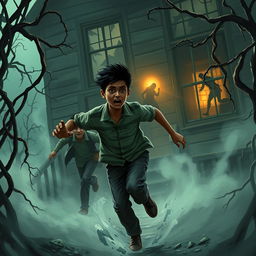 Sohag and his friend Tuhin are fleeing from the haunted house in sheer terror