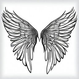 A different black and white sharpie drawing of wings, presenting an alternate interpretation