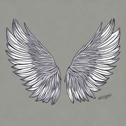 A different black and white sharpie drawing of wings, presenting an alternate interpretation