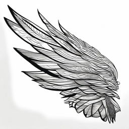 A different black and white sharpie drawing of wings, presenting an alternate interpretation