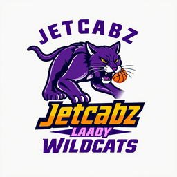 A bold and dynamic logo design for a basketball team named 'Jetcabz Lady Wildcats'