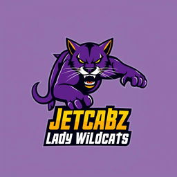A bold and dynamic logo design for a basketball team named 'Jetcabz Lady Wildcats'