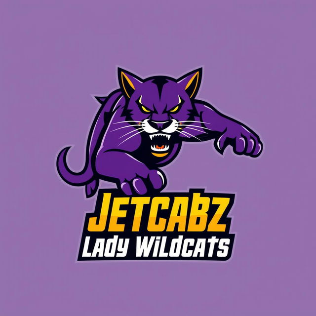 A bold and dynamic logo design for a basketball team named 'Jetcabz Lady Wildcats'