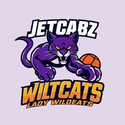 A bold and dynamic logo design for a basketball team named 'Jetcabz Lady Wildcats'