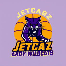 A dynamic and powerful logo design for a basketball team named 'Jetcabz Lady Wildcats'
