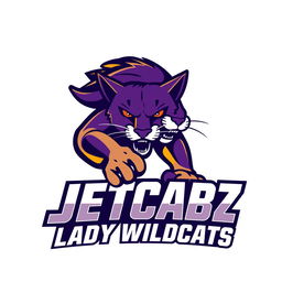 A dynamic and powerful logo design for a basketball team named 'Jetcabz Lady Wildcats'