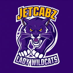 A dynamic and powerful logo design for a basketball team named 'Jetcabz Lady Wildcats'