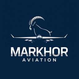 A sleek and modern logo design for 'Markhor Aviation'