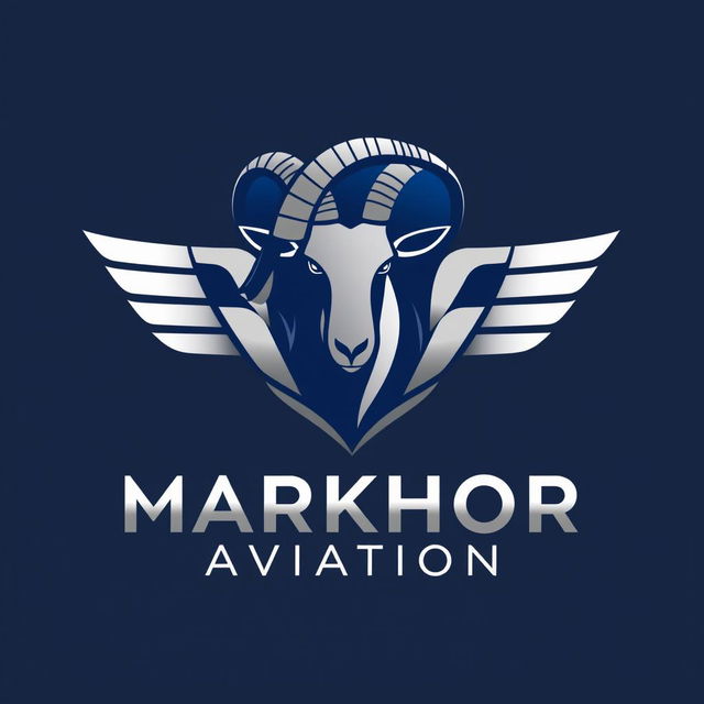 A sleek and modern logo design for 'Markhor Aviation'