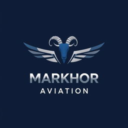 A sleek and modern logo design for 'Markhor Aviation'