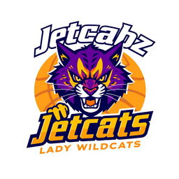 A striking logo design for a basketball team named 'Jetcabz Lady Wildcats'